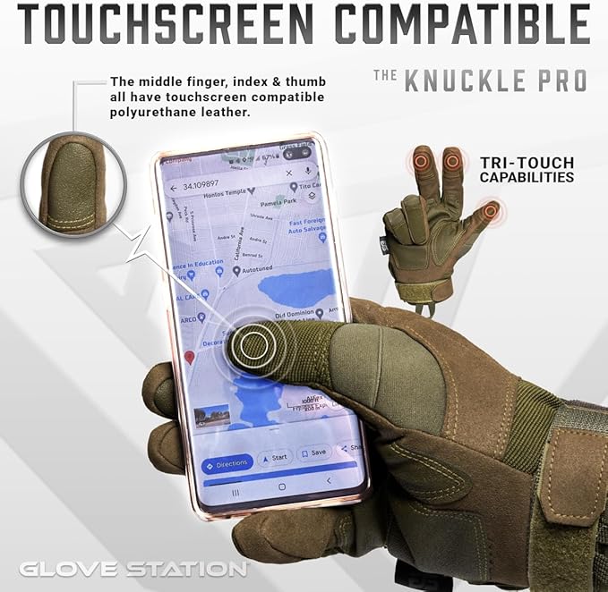 Glove Station Tactical Gloves for Men – Touchscreen Utility Gear with Hard Knuckle Protection Used in Motorcycle, Airsoft, Combat, Police, Shooting & Outdoor Work