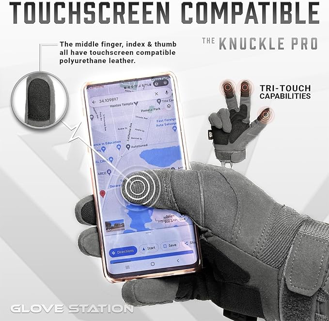 Glove Station Tactical Gloves for Men – Touchscreen Utility Gear with Hard Knuckle Protection Used in Motorcycle, Airsoft, Combat, Police, Shooting & Outdoor Work