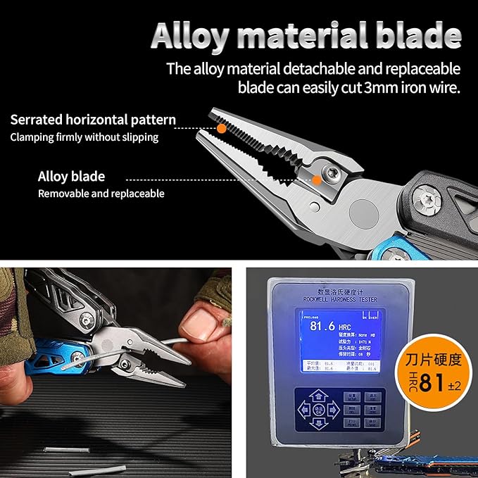 20-in-1 Camping Multitool, Survival MultiTool with Pilers,Axe, Adjustable Wrench, Hammer, Screwdriver, Pouch, Outdoor Hiking Multi Tool Carbon Steel Compact Hatchet Gifts for Men Dad Him