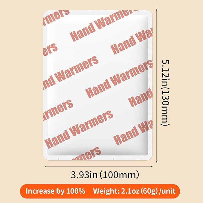 Hand Warmers Disposable - Up to 20 Hours of Heat - 50/100 Pack Super Long Lasting Air Activated Warmers, All Natural & Portable for Body, Hands & Toes - Odorless Hot Warmer Heater for Outdoor Sport