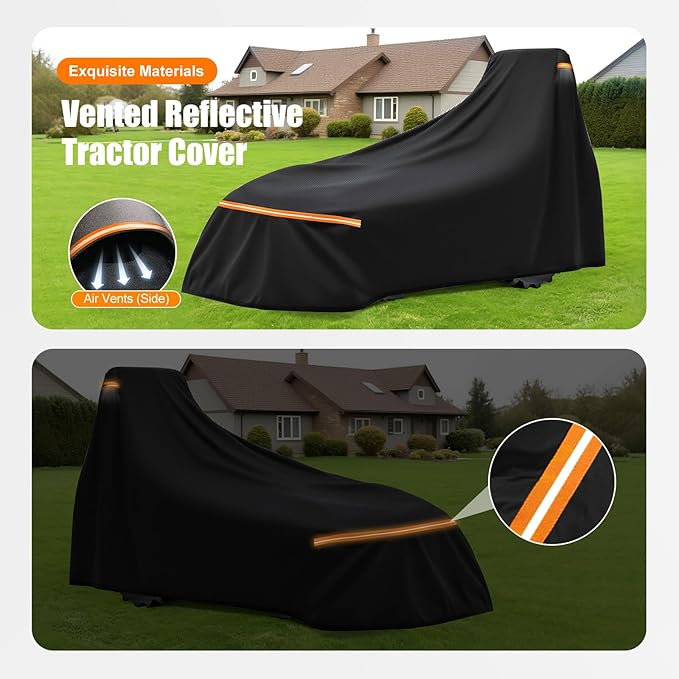Heavy Duty Tractor Cover Waterproof 600D Oxford – Fits John Deere, Kubota, Mahindra, New Holland, Massey Ferguson Compact Tractors – All Weather Protection with Storage Bag