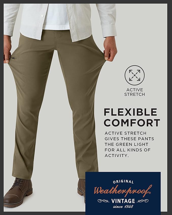 Weatherproof Vintage Casual Hiking Pants for Men - Lightweight Stretch Travel Mens Work Pants with Utility Cargo Pocket