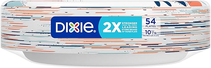 Dixie Paper Plates, Large 10 Inch | 2X Stronger | Microwave-Safe | Soak-Proof | 86 Count, Pack of 3
