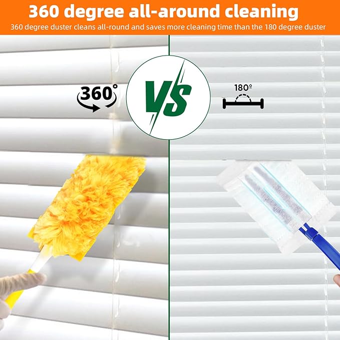 30 Pack 360 Dusters Refills for Swiffer Dusters, Unscented Heavy Duty Duster Kit Disposable Dusters Refills with 1 Handle for Cleaning Furniture, Blinds, Ceiling Fans