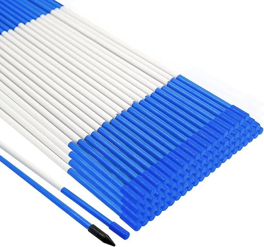 Growsun Driveway Marker 5ft Blue Fiberglass 5/16 inch Dia Snow Fence Reflective Plow Stakes for Yard Walkways Parking Lots Safety Rods Edge, 50 Pack