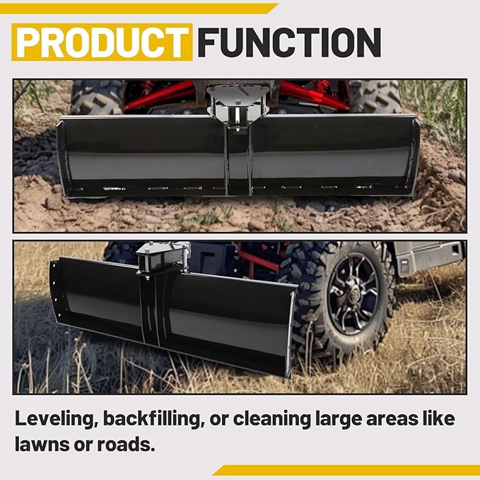 Scrape Blade Implement 3-Point 48" 2 Inch Receiver for ATV UTV Tractor Adjustable Degrees Rear Grading Blade Attachment Driveway Grader Ground Leveler Snow Plow Kit