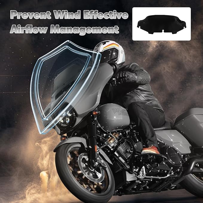 6 inch Black Windshield Windscreen for 2014-2024 Harley Davidson Touring Street Glide Electra Glide/Ultra Limited/Tri Glide FLHT FLHX FLHXS FLHTK