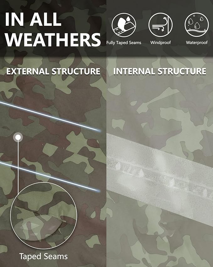 33,000ft Men's Rain Pants, Waterproof Rain Over Pants, Windproof Outdoor Pants for Hiking, Fishing
