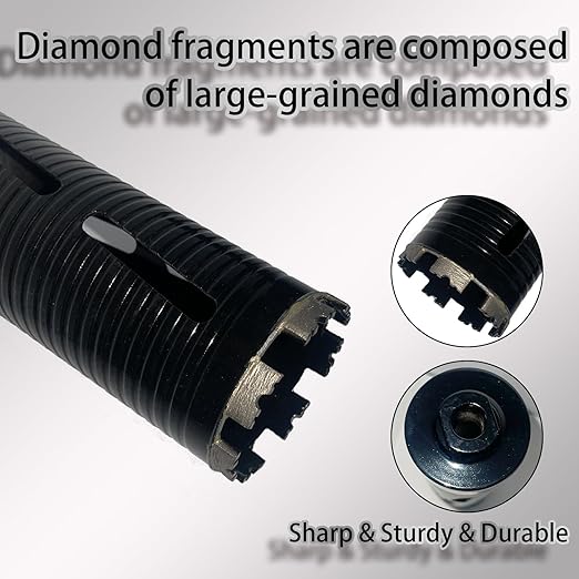 5 inch Dry Core Drill Bits 10in/254mm Drilling Depth， 5/8-11" Thread，10mm Diamond Segment Height，2 Adapters