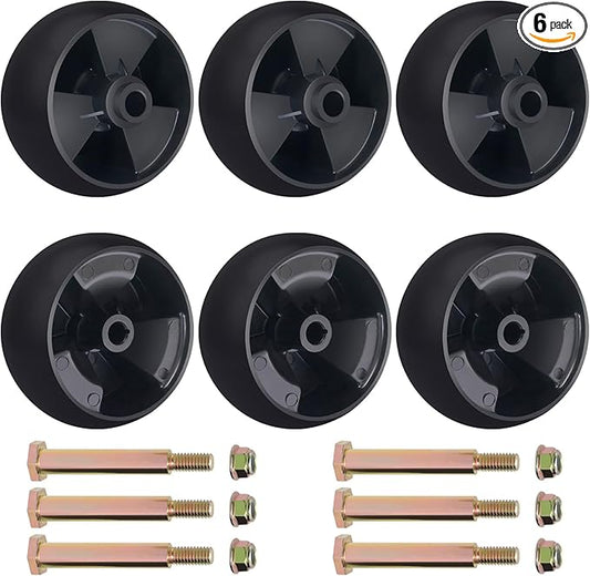 CheeMuii 6 Pack 734-04155 Mower Deck Wheels Kit 5 Inch Deck Gauge Wheel Replace for 734-04155 112-0677 72-025 210-275 938-3056 Deck Wheels with Bolts and Lock Nuts Kit