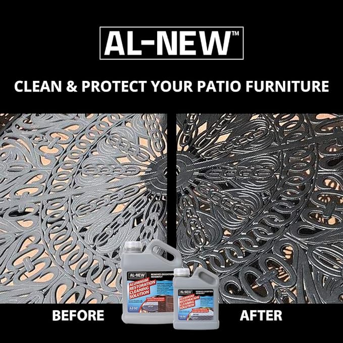 AL-NEW Aluminum Restoration Cleaning Solution Kit | Clean & Restore Patio Furniture, Stainless Steel, & Other Household Metal Surfaces (16 oz. Kit)
