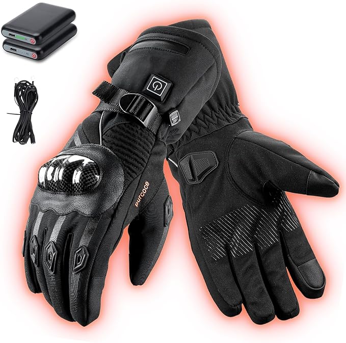 Heated Gloves with 3 Heat Settings for Men Women, 7.4V Rechargeable Battery, Electric Touchscreen Hand Warming Gloves Winter Outdoor Work Hunting Motorcycle Cycling