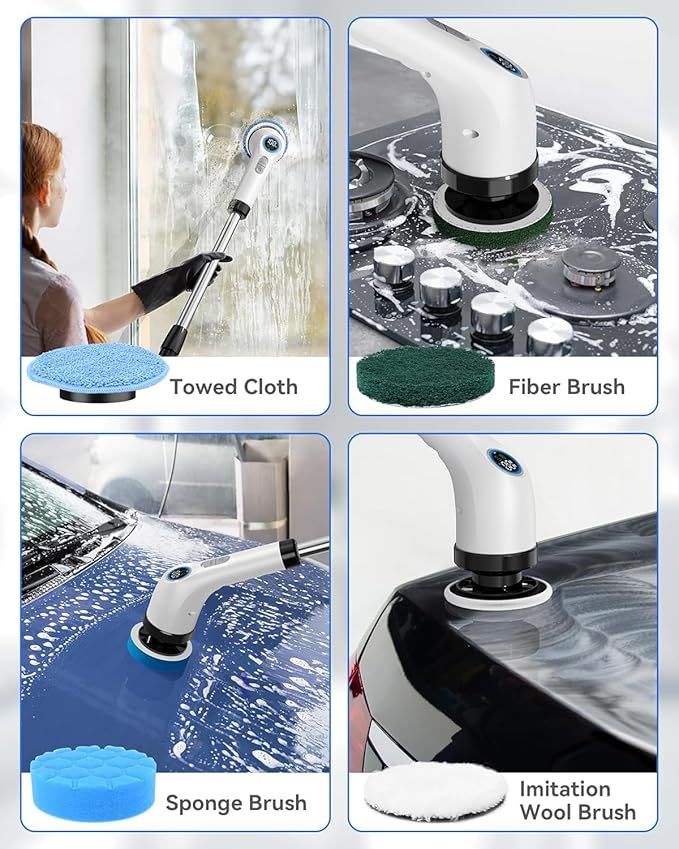 Electric Spin Scrubber Cleaning Bathroom: Shower Cleaner Brush, Cordless Power Scrubber for Tub Tile and Floor (Handle Length 50)