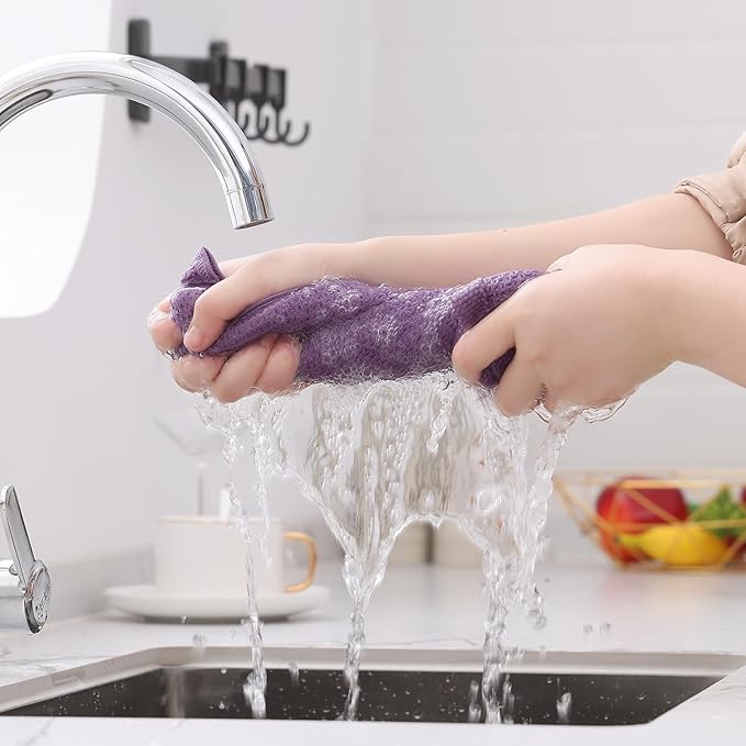 Kitinjoy 100% Cotton Waffle Weave Kitchen Towels, 6-Pack Super Soft and Absorbent Dish Towels for Drying Dishes, Kitchen Hand Towels, 13 in x 28 in, Lavender