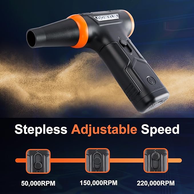 Canned Air Duster for Computers, 220000RPM Compressed Air, Stepless Electric Air Duster with LED, Compressed Air Can Replacement Air Blower for Car, PC, Electronics