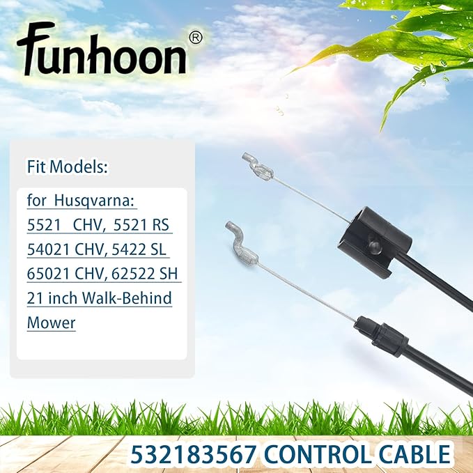 532183567 Engine Zone Control Cable for Craftsman Husqvarna Snapper Poulan Lawn Mowers 183567 Safety Control Cable Lawn Mower Control Cable Replacement 182755