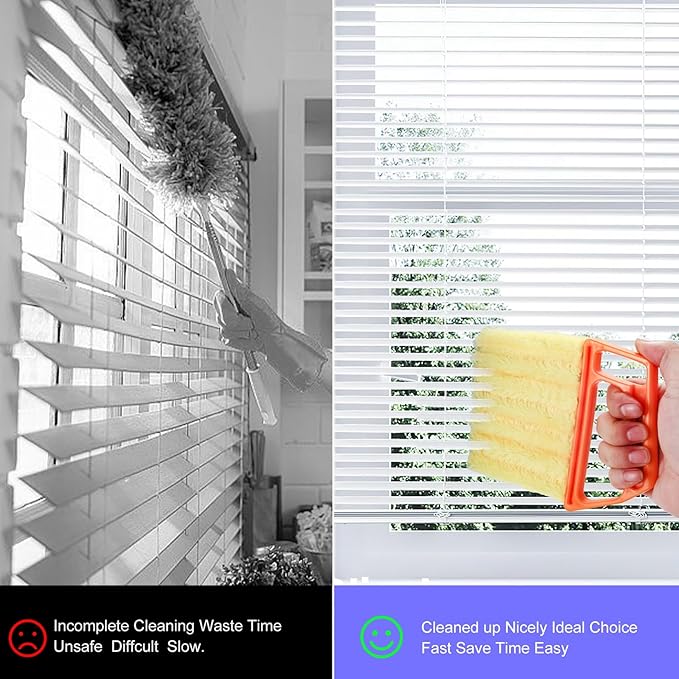 6pcs Window Venetian Blind Cleaner Duster Tool, Include 4pcs 7 Finger Blind Duster Brush & 2pcs Shutter Cleaner Brushes, Air Conditioner, Wood & Vinyl Blinds,for Blinds Air Conditioner Vent Keyboard