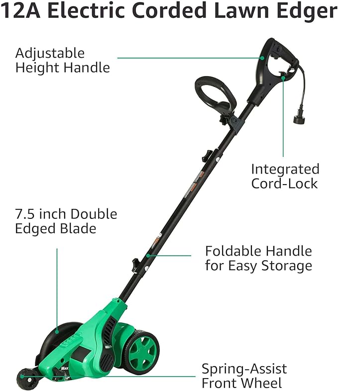 Amazon Basics 12 Amp 7.5" Double Edge Bladed Electric Corded Lawn Edger, 4420 RPM