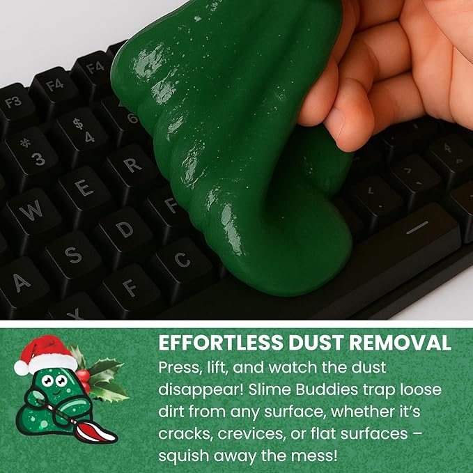 Slime Buddies Car Cleaning Gel Putty - Pine Scented Interior Detailing Tool for Cup Holders, Air Vents & Keyboard - Reusable Auto Detailing Accessories - Dust Remover Goop