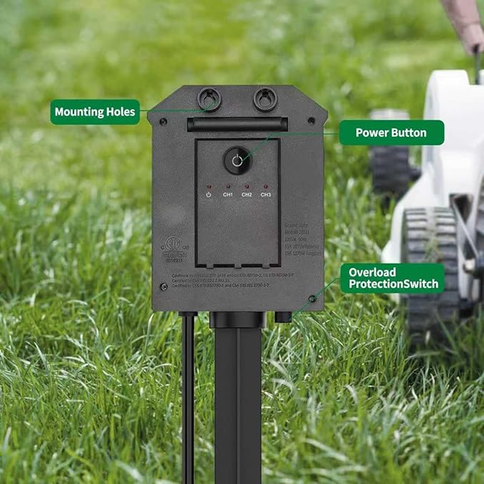 Outdoor Remote Control Power Strip, 100FT Extension Cord Waterproof, Independent Control Outlets, 6 Grounded Outlets for Outdoor Decorations, 14 AWG, 15A/1875W, ETL Listed (100 FT)