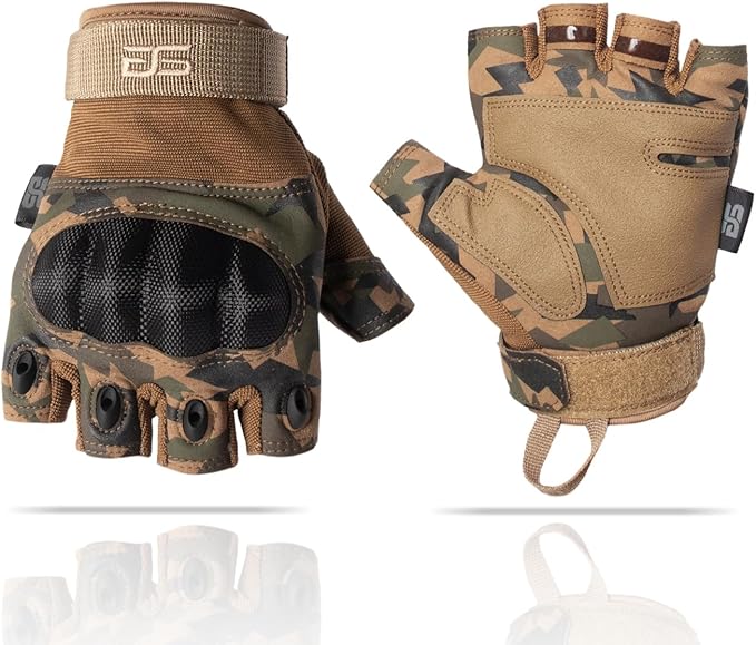 Glove Station- Fingerless Knuckle Tactical Gloves for Men - Motorcycle Gloves for Tactical Shooting, Airsoft, Hunting, Police Work and Hiking