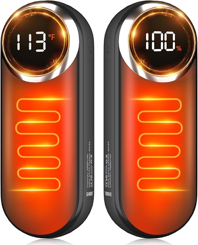 Rechargeable Hand Warmers 2 Pack - Magnetic AI Electric Hot Hands with LED Light, 3 Heat Settings Double Sided, 15H Battery Life, Portable Electric Heater for Outdoor，Hunting Camping ， Christmas Gifts