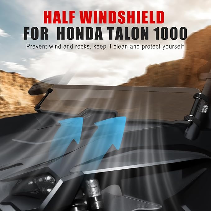 Dark Tinted Half Windshield for Honda Talon 1000, PC Hard-coated Scratch Shock Resistant Front 1/2 Half Windscreen for Honda Talon 1000R 1000X 1000X-4 2019-2024 Accessories