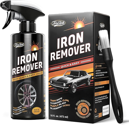 Iron Remover, Fallout & Iron Remover for Car Detailing, Fast Removal Brake Dust & Rust and Wheel Cleaner, Safe for All Vehicle Paint & Wheels, Tire Shine and Preps for Wax (16oz)