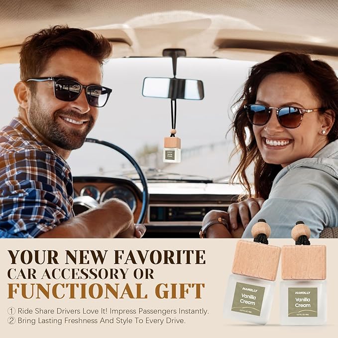 Car Air Freshener Hanging 2 Pack – Vanilla Cream Car Freshener Diffuser, Fall Car Air Freshener for Women and Men, Lasting up to 45 Days.0.27 FL OZ/8ML
