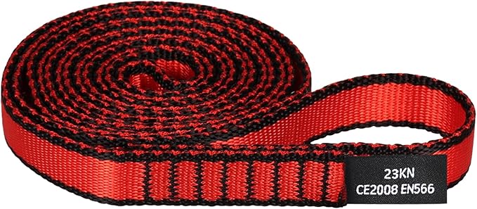 18MM Nylon Climbing Sling Runner - 23KN CE2008/EN566 Certified Outdoor Climbing Webbing for Rock Climbing, Rappelling, Mountaineering, Swing Gear, Outdoor Adventures & Emergency Anchoring