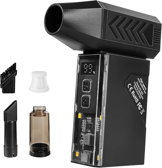 Violent Turbo Fan，Mini Electric Compressed Air Duster & Vacuum Cleaner,130000RPM Portable Rechargeable Cordless Handheld Air Blower with LED Light for PC, Outdoor, House, Car,8000mAh