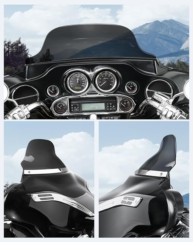 Benlari 8" Black Motorcycle Windshield Windscreen Fit for 1996-2013 Harley Davidson Touring Street Glide Electra Glide Tri Glide FLHT FLHX FLHTK FLHTC FLHTCU