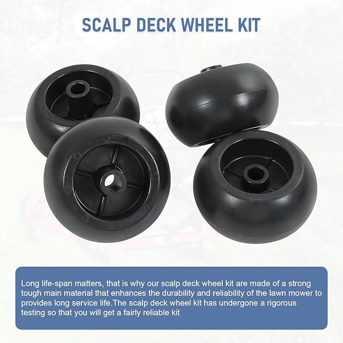 4Pcs Lawn Mower Anti Scalp Deck Wheel Kit Compatible with Bad Boy 022-5234-98 Exmark 103-3168 103-4051 103-7263 1-603299 & Many Bore 5/8” Wheel Size