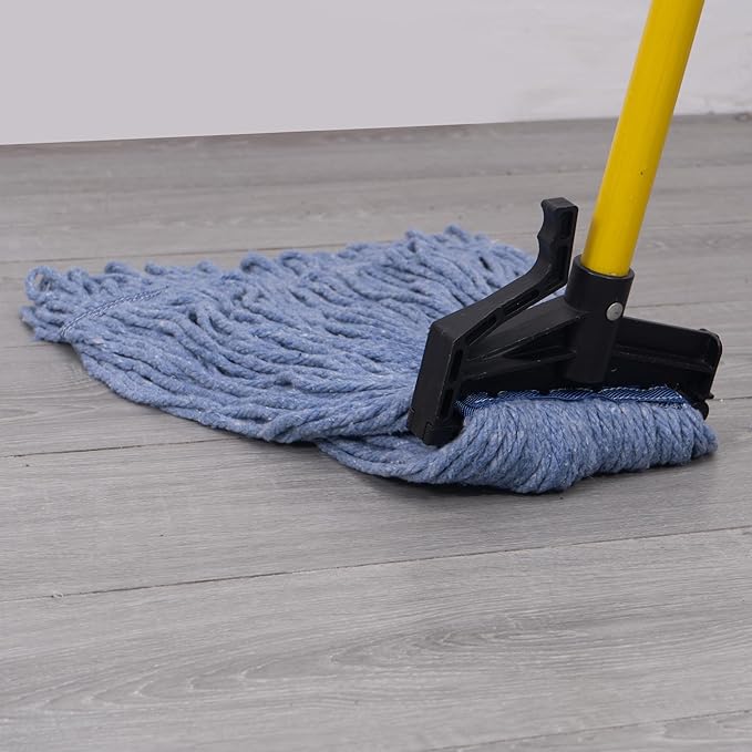 Matthew Easy Trigger Release Mop Handle 60 inch Fiberglass Mop Stick,Commercial Mop Head Replacement Holder for Floor Cleaning,Clip On Mop Handle Quick Change for Wet Mop Handle - 12Pack Yellow