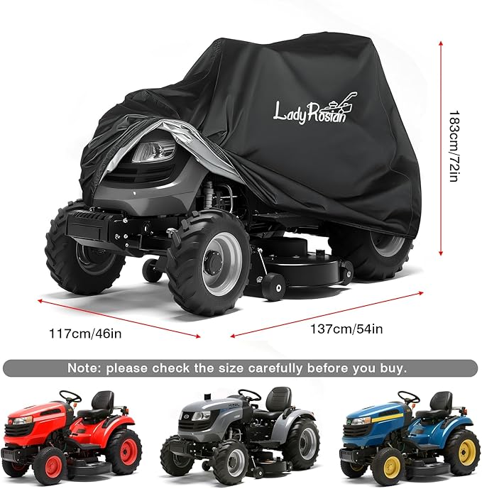 Outdoors Lawn Mower Cover - Heavy Duty Oxford Waterproof UV Protection Universal Fit Push Mower Covers ,with Waterproof Lawnmower Covers for Outdoor(Black, 72L x 54W x 46H)