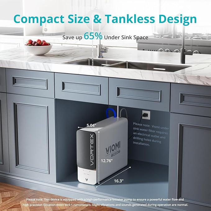 VIOMI® RO Water Filtration System,TDS PFOS&PFOA Reduction, 9 Stage Reverse Osmosis Water Filter, 600GPD, NSF/ANSI 372&53&42 Certified, Tankless Reverse Osmosis System Under Sink with Faucet
