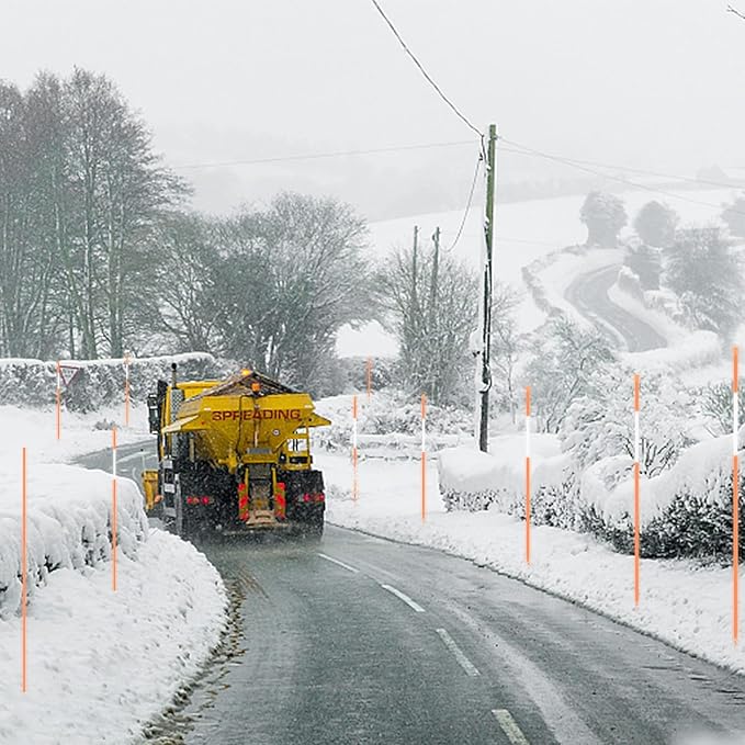 100 Pack 48 Inch Driveway Markers- Fiberglass Snow Plow Markers Snow Stakes Reflective Driveway Markers for Snow Plowing Parking Lots Walkways Easy Visibility at Night (1/4" Dia) Orange(100Pcs)