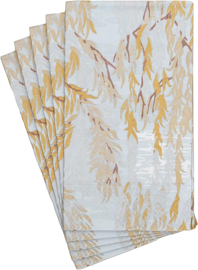 Caspari Willows Silver Guest Towels - includes 2 Packs of 15 Guest Towels