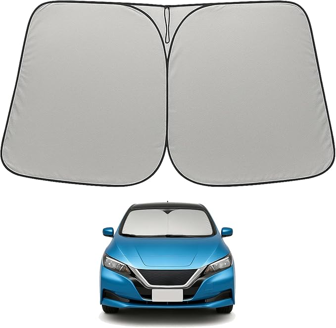 Proadsy 2025 Upgrade Windshield Sun Shade Custom Fit 2018-2023 2024 2025 Nissan Leaf Foldable Front Sunshade Protector Sun Visor Blocks UV Rays Keep Car Cooler
