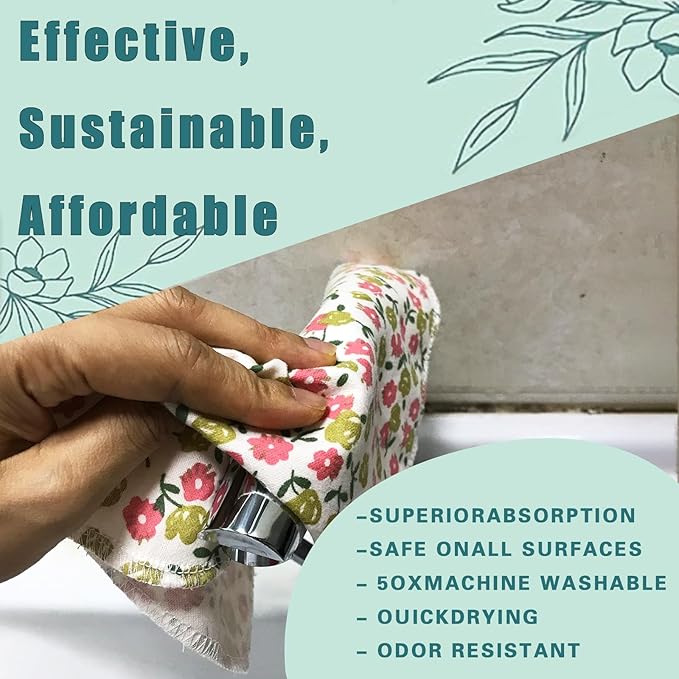 Reusable Paper Towel Rolls 20 Pack,Washable Napkin Cloth Value Set of 4 Colors 20 Pack of Paperless Towel-100% Cotton, Super Soft, Absorbent Made to Last (Rose)