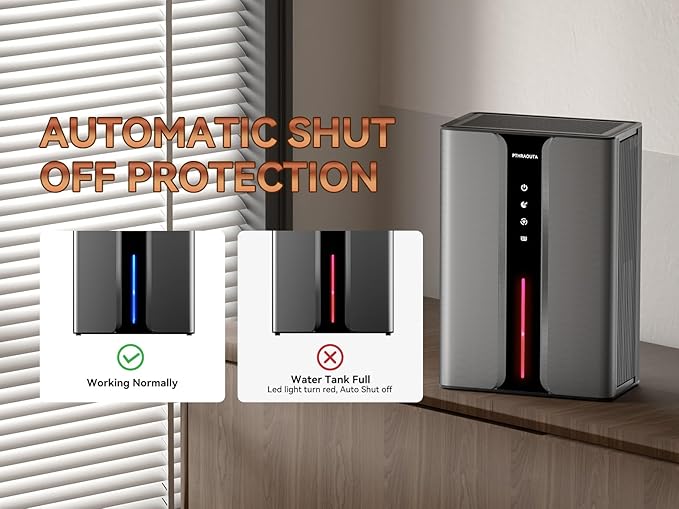 95oz Home Dehumidifier, (950 sq.ft) Quiet dehumidifier for Bedroom Bathroom with Drain Hose, with Air Reusable Filter Indoor deshumidificador for Basement RV Closet