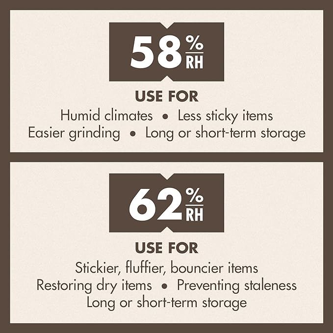 Boveda 58% Two-Way Humidity Control Pack For Storing 1 lb – Size 67 – Single – Moisture Absorber for Storage Containers – Humidifier Pack – Individually Wrapped Hydration Packet – Less Sticky