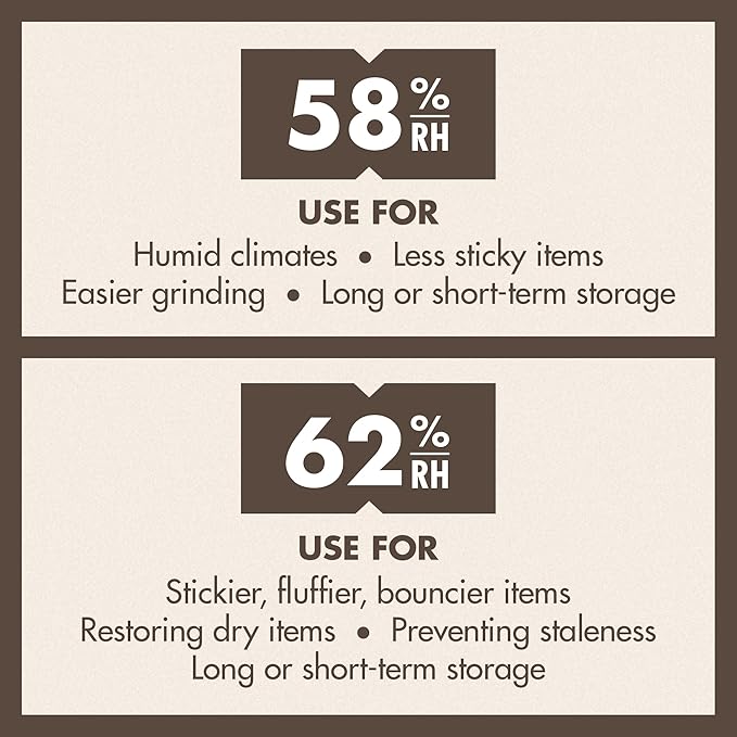 Boveda 62% Two-Way Humidity Control Packs For Storing 1 lb – Size 67 – 4 Pack – Moisture Absorbers for Storage Containers – Humidifier Packs – Hydration Packets in Resealable Bag