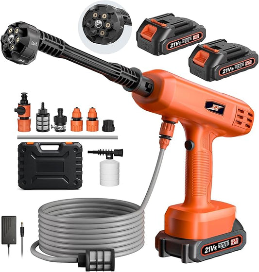 Cordless Pressure Washer, Portable Battery Power Washer Electric Car Pressure Washer Handheld with 6-in-1 Nozzle 3000mah Battery, Small Power Car Cleaner for Floor Garden Fence Depot
