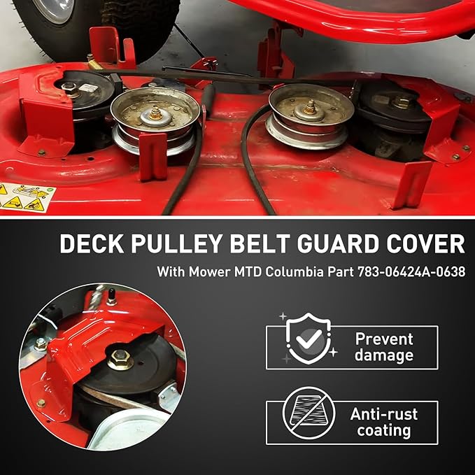 2 Pack Deck Spindle Pulley Belt Guard Cover Compatible with MTD Craftsman Troy Bilt Lawn Mowers, Fits 42 and 46 Inch Cut Decks, Replaces 783-06424A-0637 0638 OEM 783-06424A (Red)