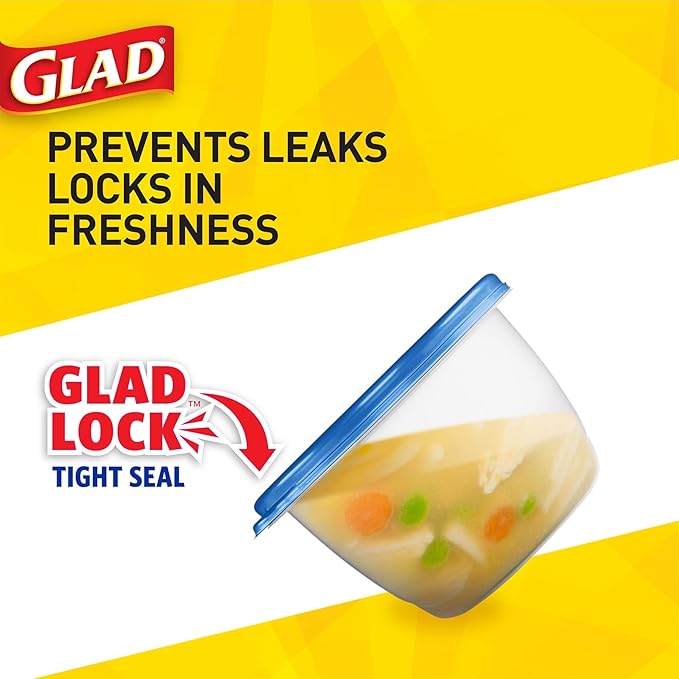 Glad Big Bowl Food Storage Containers, Large Round - (48 Oz) - 3 Count, Standard