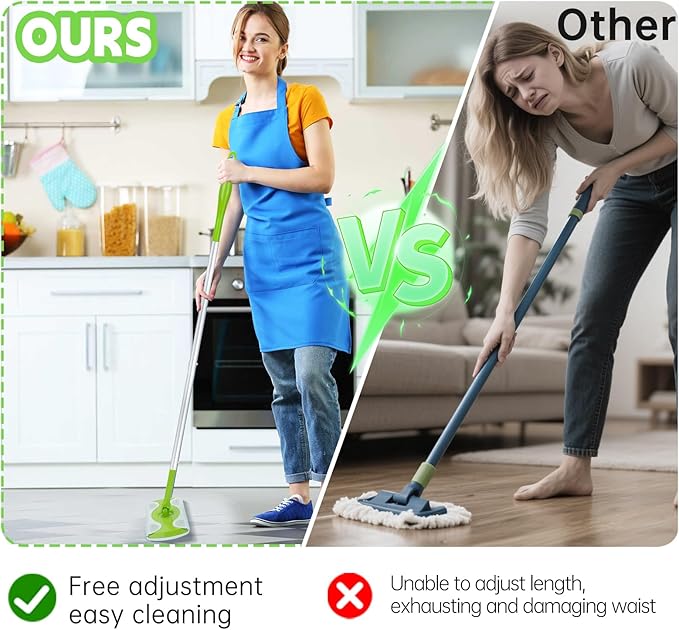 Mop Handle Compatible with Swiffer, Green Extra Long Detachable Mop Handle for Swiffer Dry & Wet Mops, Easy to Install & Replace