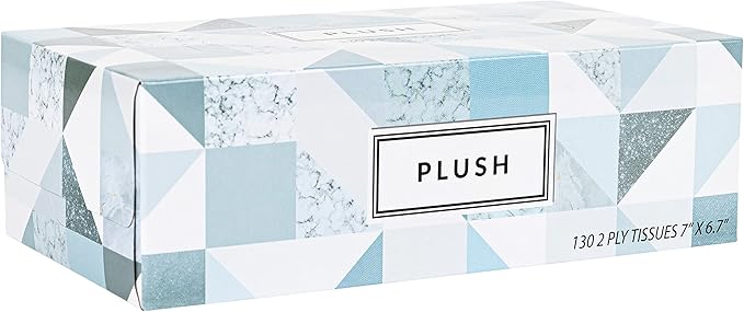 Plush Facial Tissues 130 Per Box Size 7" X 6.9" 2 Ply,Soft, Smooth, Great for Bathroom, Office, Store, School,Home, Kitchen, Or in Your Car & in Every Room (Family pack Pack of 30, 3900 Tissues total)