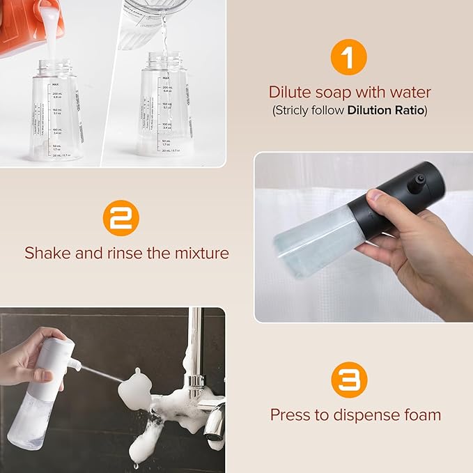 Airversa Electric Foaming Shampoo Dispenser Foam Sprayer 1100mAh IPX8 Shampoo Foamer for Woman Men Baby Kid Dog Cat ES1-Black