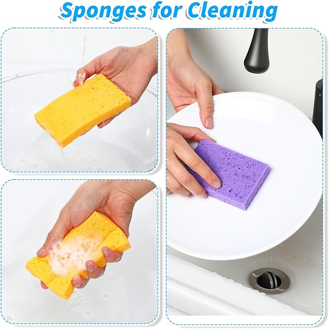 20 Pack Cleaning Sponge Kitchen Dish Sponges Non-Scratch Compressed Sponges Colorful Wash Scrub Sponge for Household Dishes Bathroom Cars Dining Dishwashing Cookware